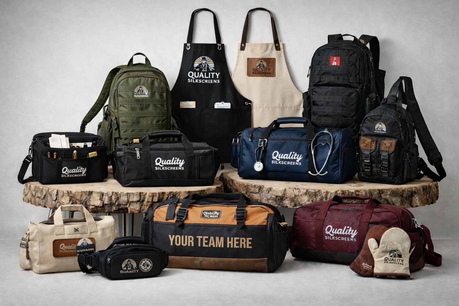 Custom branded bags, totes, backpacks and accessories — screen printed and embroidered, Hampton Roads VA