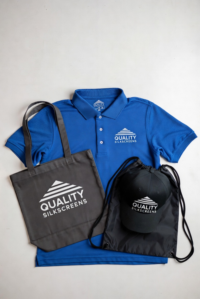 Custom polo, tote bag and drawstring bag
